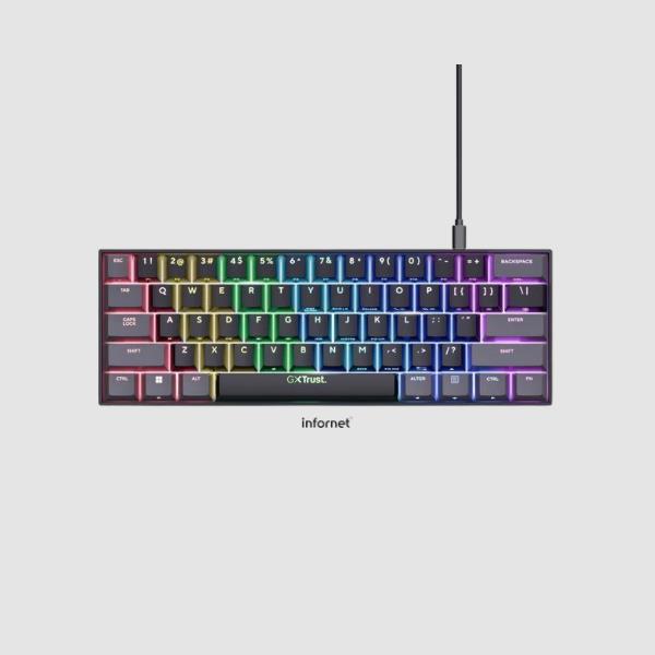 Teclado mecánico de gaming un 60 % más compacto, con iluminación RGB completa